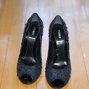 FENDI Blue and Black Heels